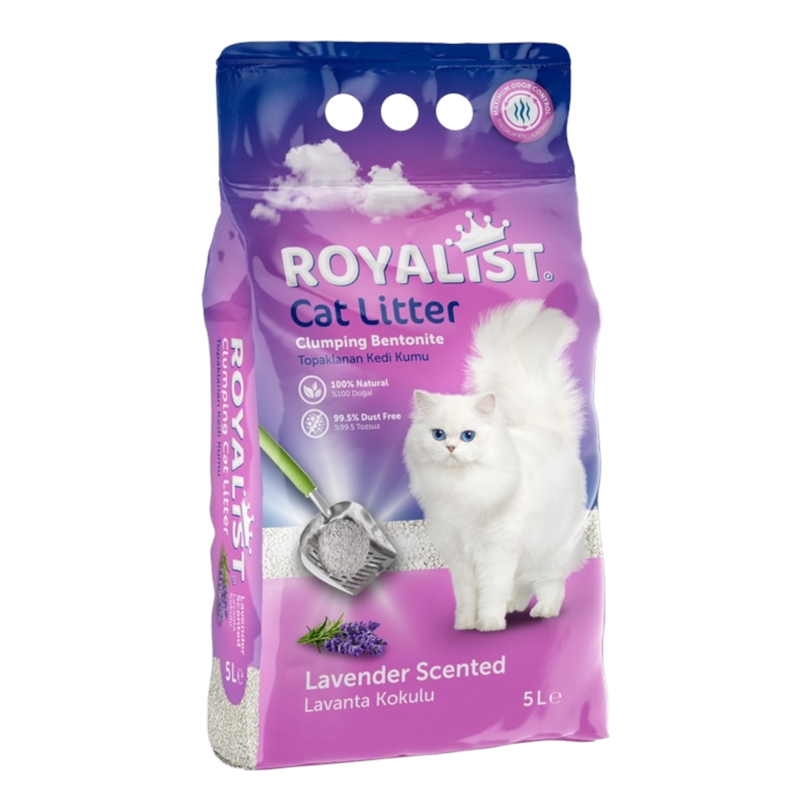 Așternut pentru Pisici Royalist Bentonită Lavandă 5L - 2 Bucati Bax