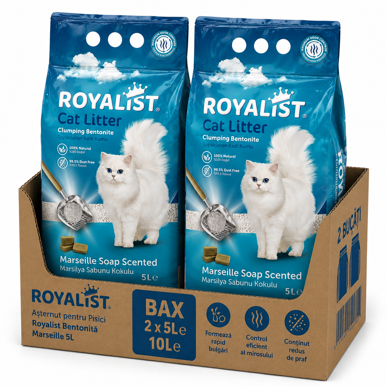 Așternut pentru Pisici Royalist Bentonită Marseille 5L - 2 Bucati