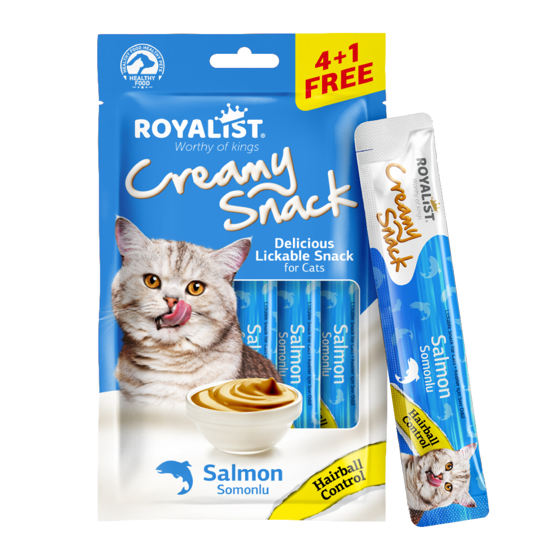 Creamy Snack pentru Pisici Royalist cu Somon 5x15g - Recompensa Cremosa pentru Pisici