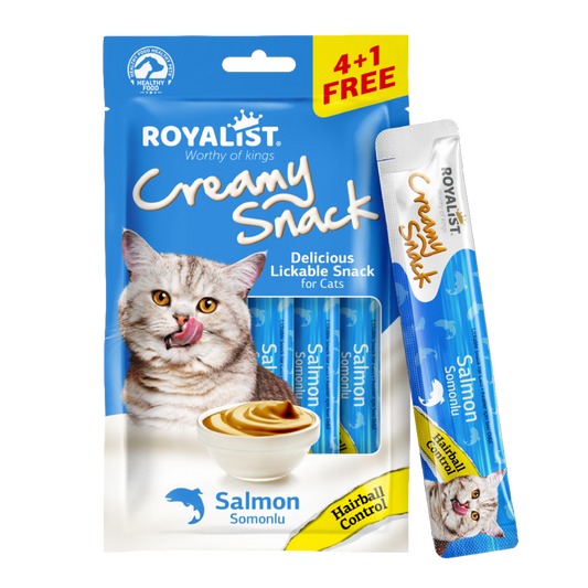 Creamy Snack pentru Pisici Royalist cu Somon 5x15g - Recompensa Cremosa pentru Pisici