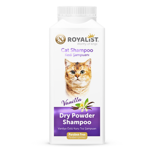 Sampon Uscat pentru Pisici Royalist Vanilla 150g - Curatare Rapida fara Apa si Prospetime pentru Blana