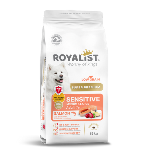 HRANA USCATA, SUPER PREMIUM, ROYALIST, CAINE ADULT, SENSITIVE SOMON OREZ 15KG