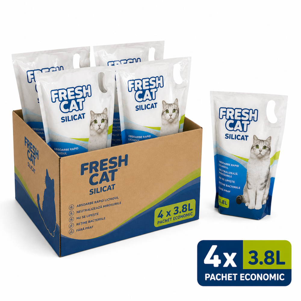 FreshCat Silicat 3.8L – Bax 4 Bucăți