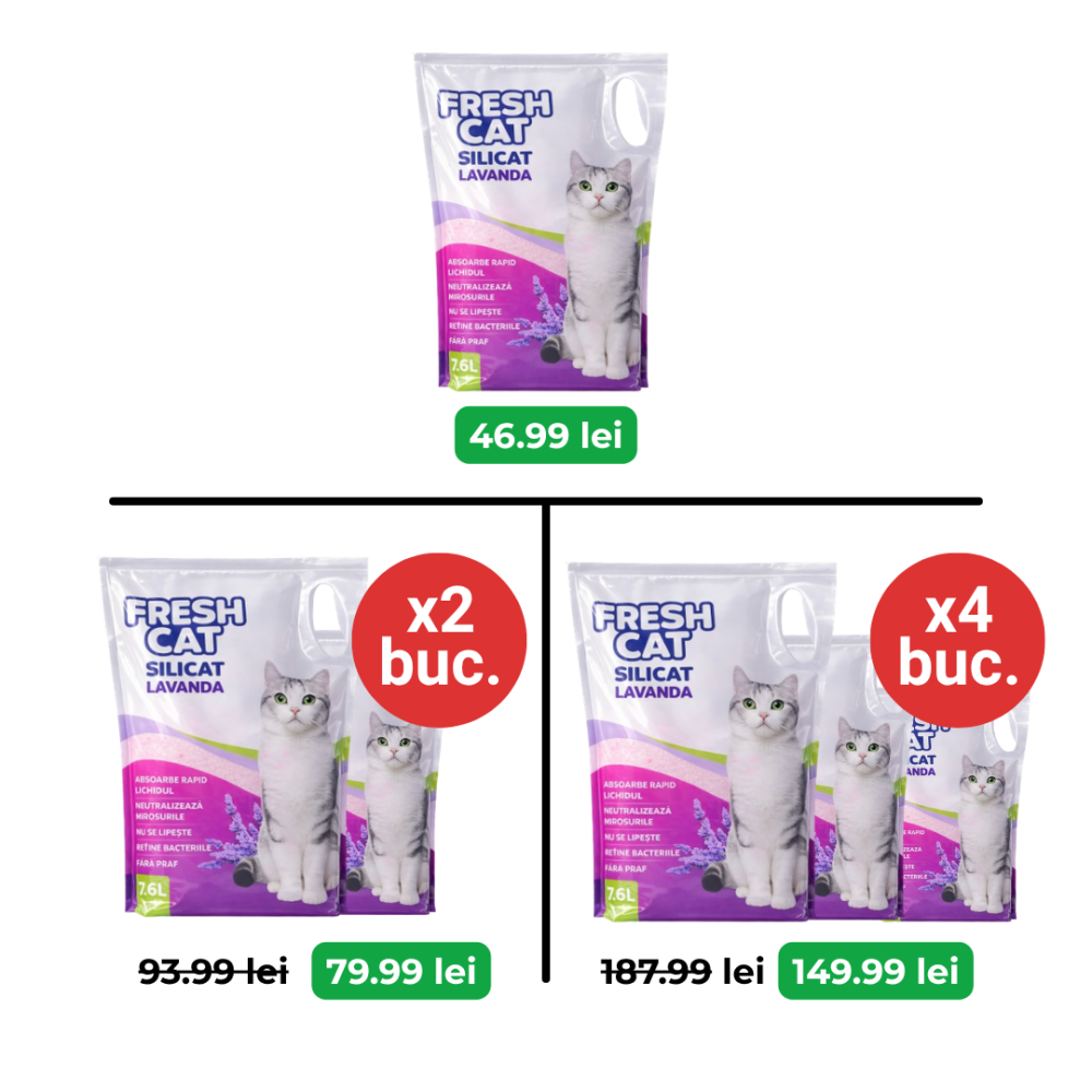 NISIP SILICAT PISICA FRESH CAT 7.6L LAVANDA