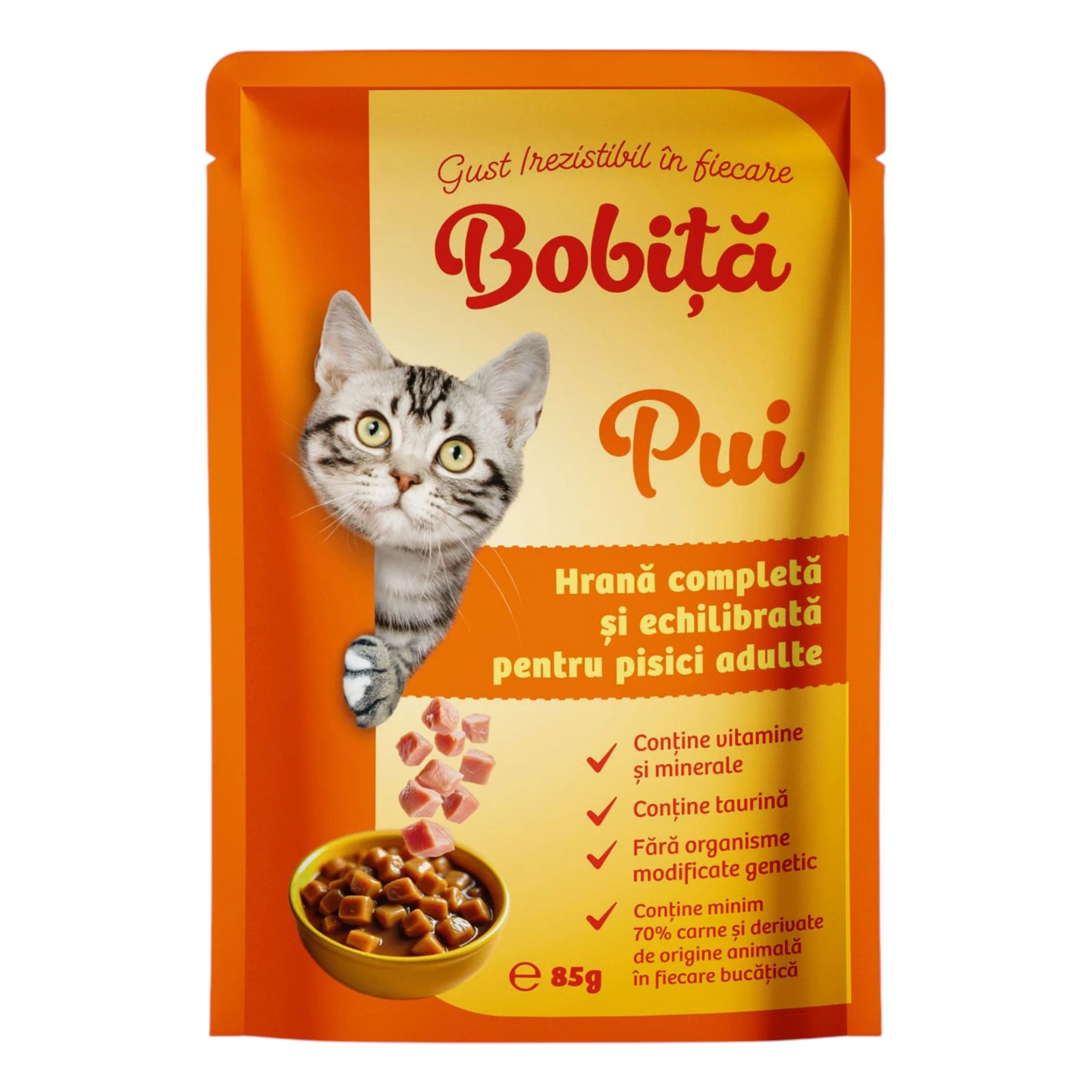 Bobita Hrana Umeda Pisici cu Carne de Pui 85g – Gust și Sănătate