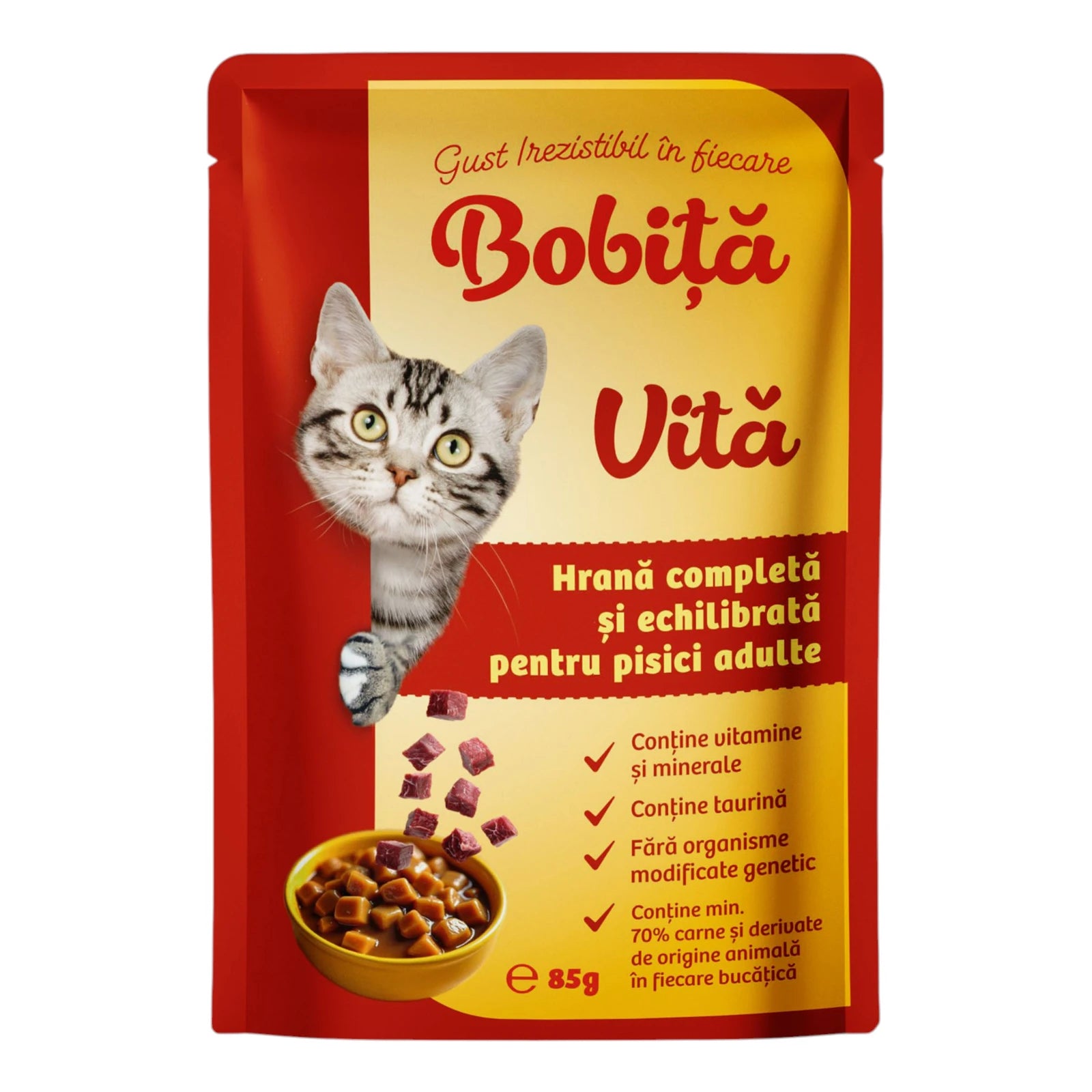 Bobita Hrana Umeda Pisici cu Carne de Vita 85g – Nutriție Completă