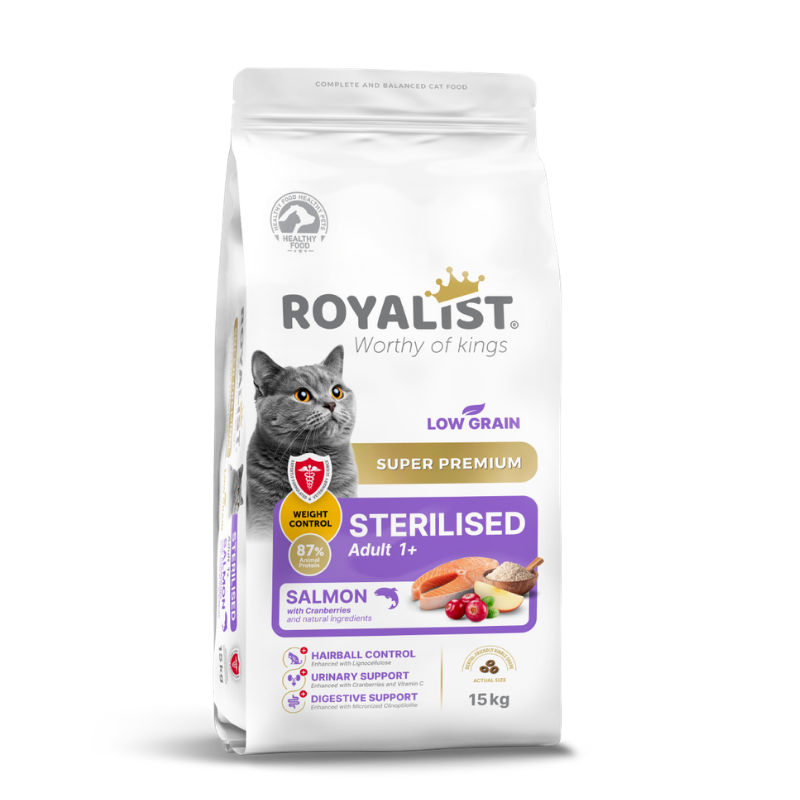 Hrana Uscată Royalist Adult Sterilizat cu Somon 15Kg pentru Pisici